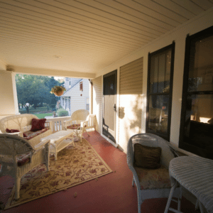 outdoor rug on a deck with furniture