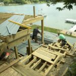 progress photos of a deck installation project