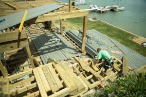 progress photos of a deck installation project