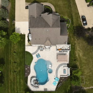 overhead shot of custom gunite pool