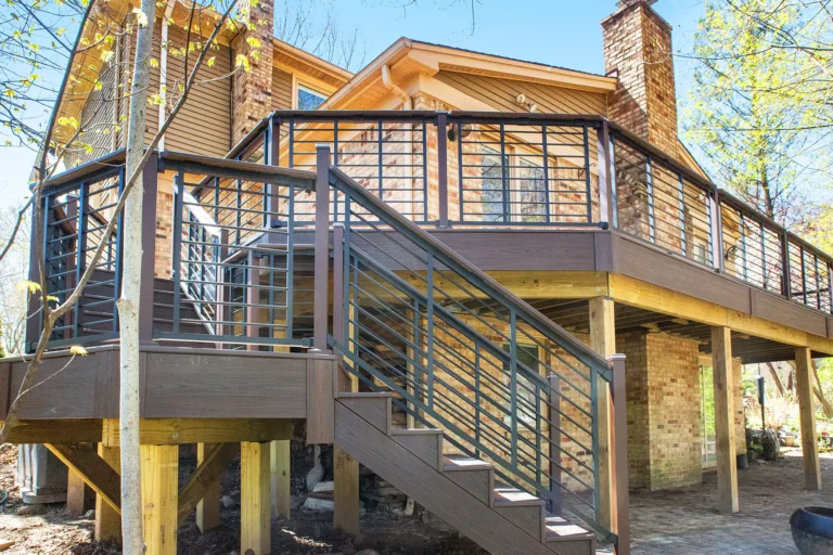 Custom deck with stairs to lower level