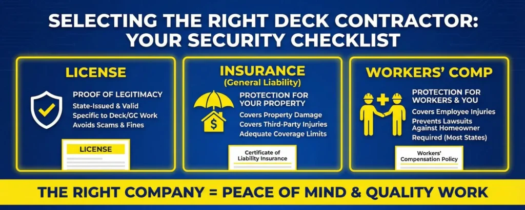 deck contractor license insurance workers comp inforgraphic