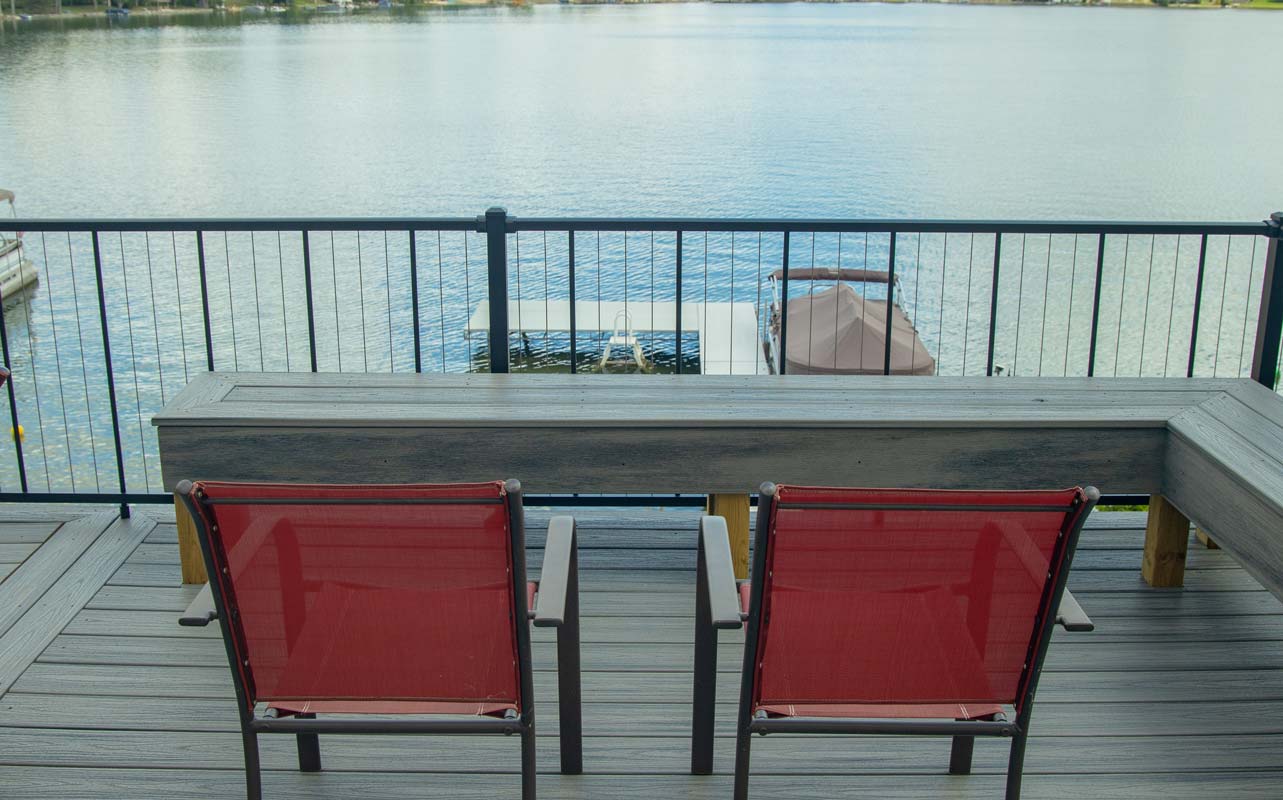 Two chairs on a new deck.