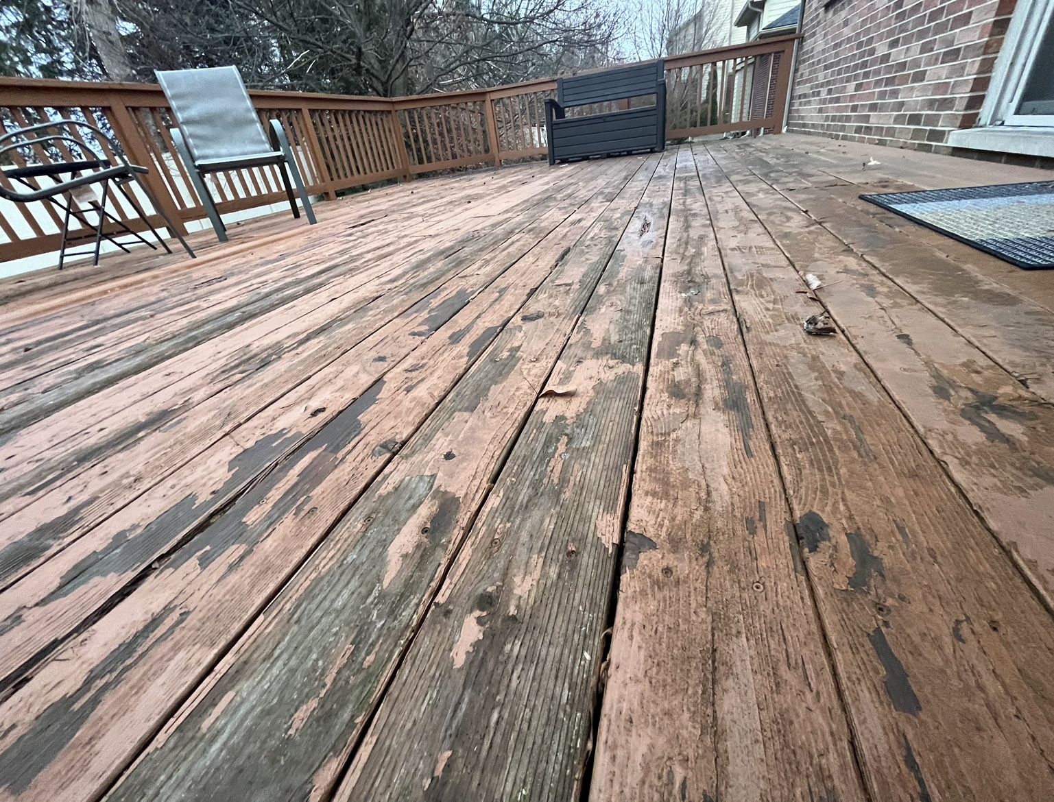 View of outdated deck boards