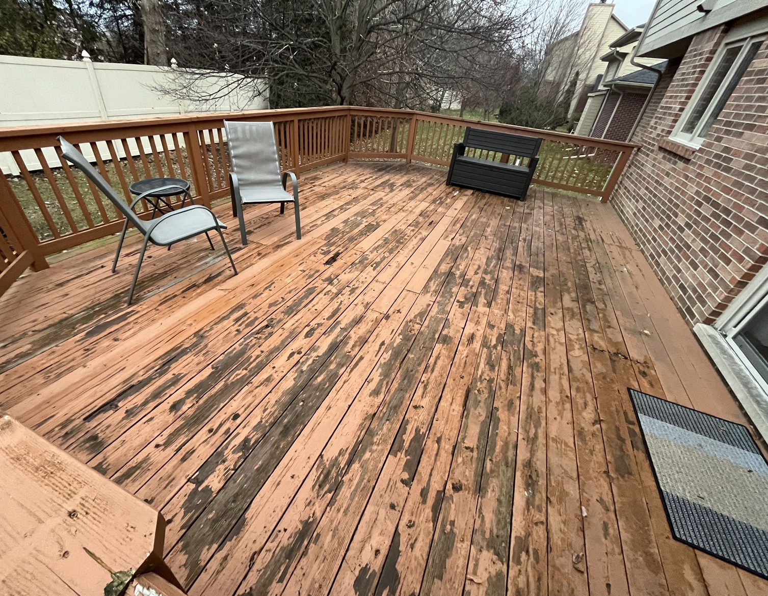 View of outdated deck boards that need to be replaced